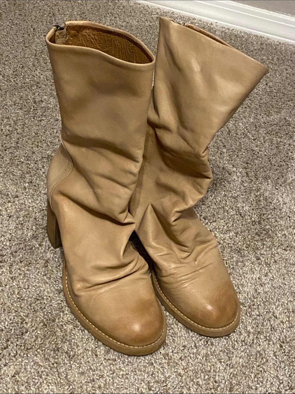 Women’s Tan Slouchy Mid-Calf Boots